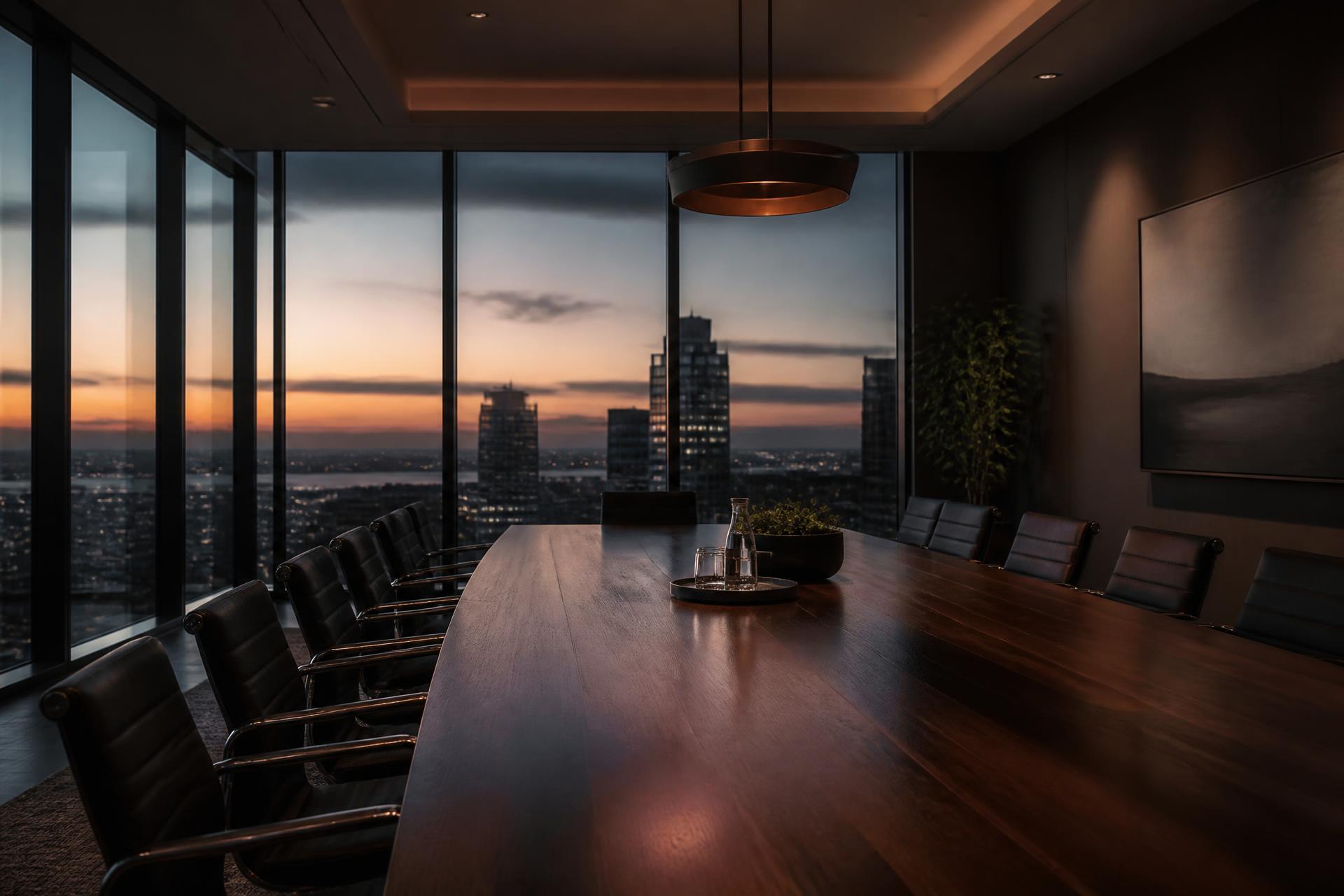 An executive team in discussion around a boardroom table.